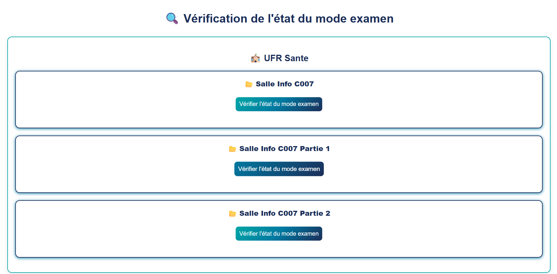 Exemple de l'état des examens